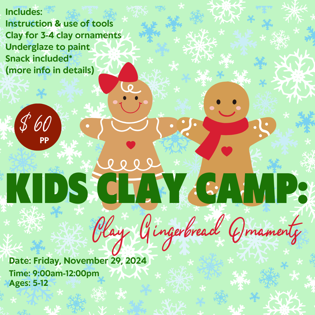 November 29th One Day Kids Camp: Clay Gingerbread Ornaments