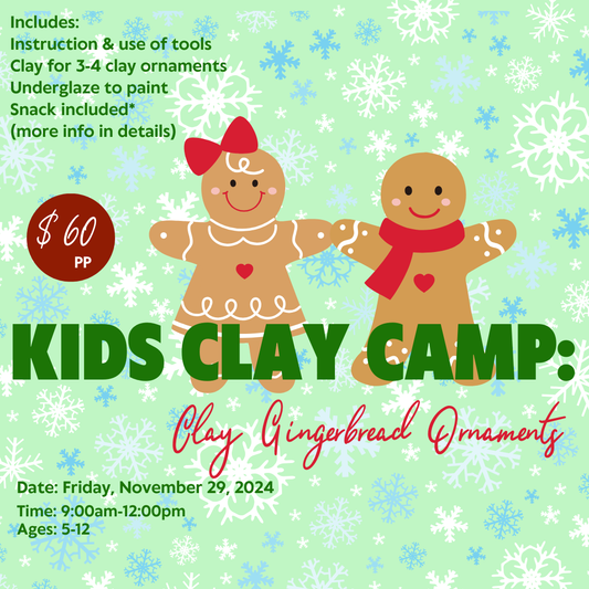 November 29th One Day Kids Camp: Clay Gingerbread Ornaments