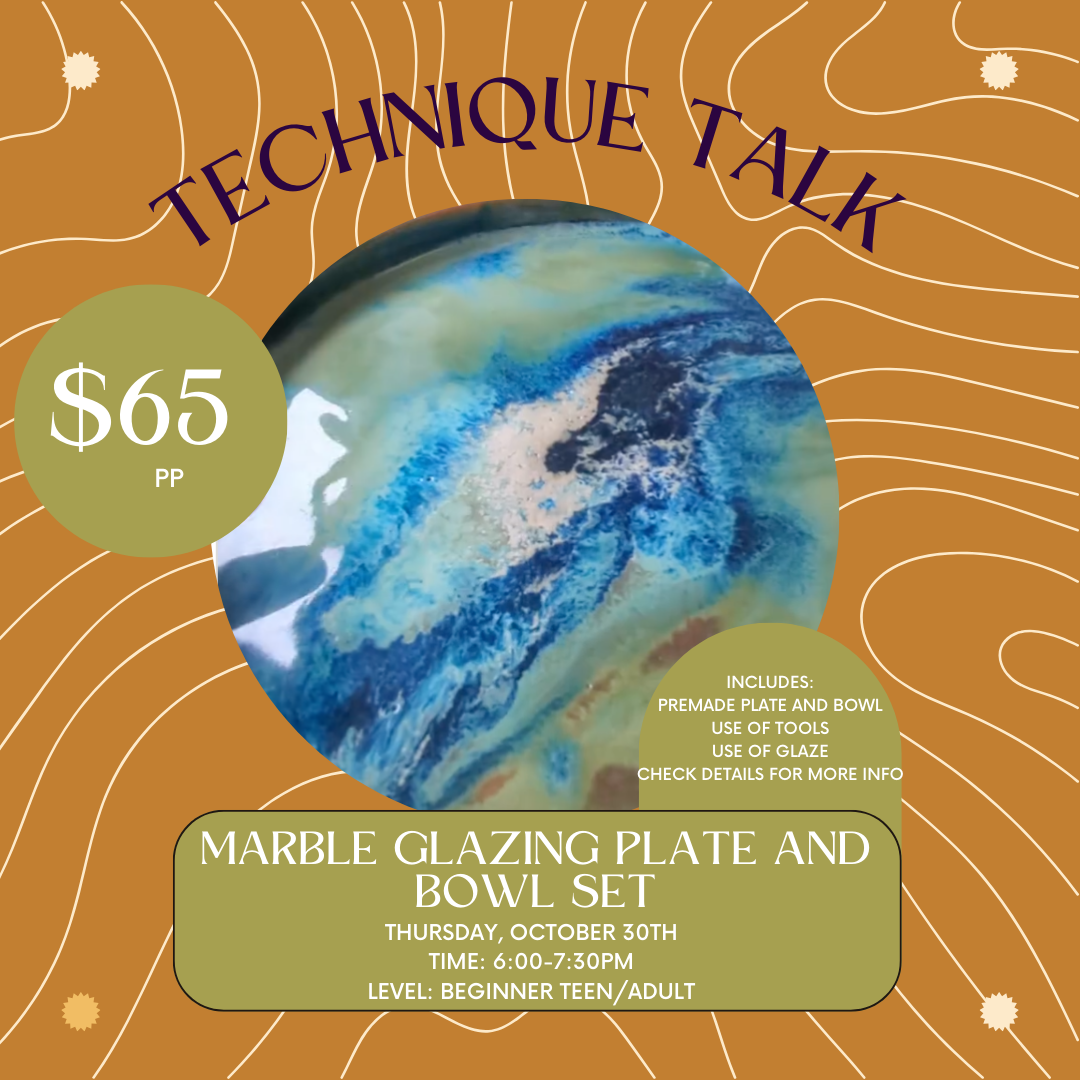October Technique Talk: Marble Glazed Plate and Bowl Set