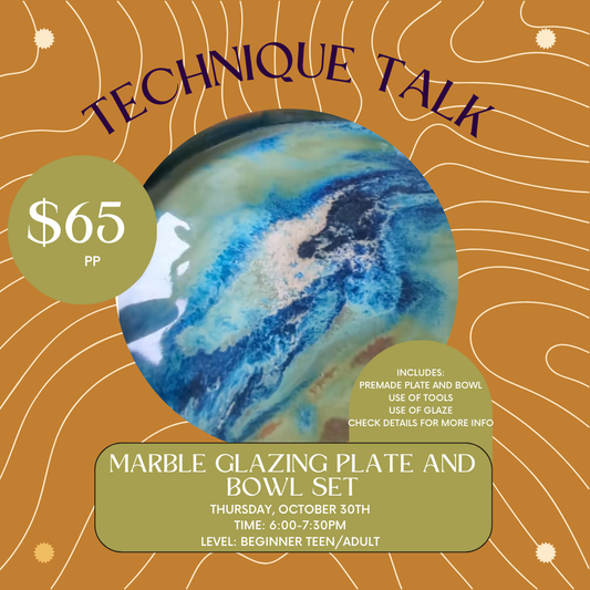 October Technique Talk: Marble Glazed Plate and Bowl Set